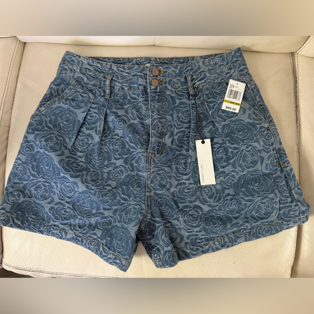 Habitual Denim Floral Pattern Jean Shorts
